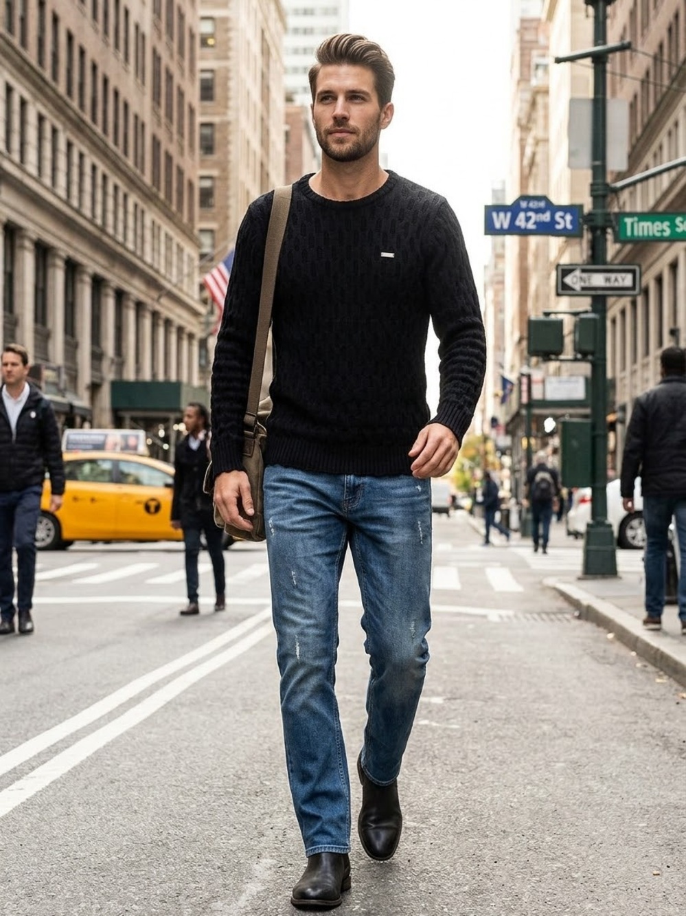 Diesel Black Cable-Knit Crewneck Sweater Size M